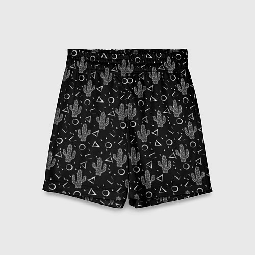 Детские шорты Черно белые кактусы / 3D-принт – фото 1