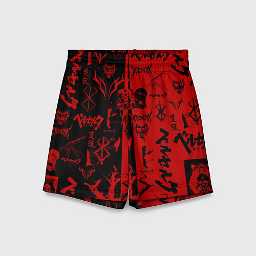 Детские шорты BERSERK BLACK RED БЕРСЕРК ПАТТЕРН / 3D-принт – фото 1