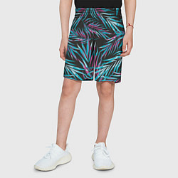 Шорты детские Листья Пальм Неон, цвет: 3D-принт — фото 2