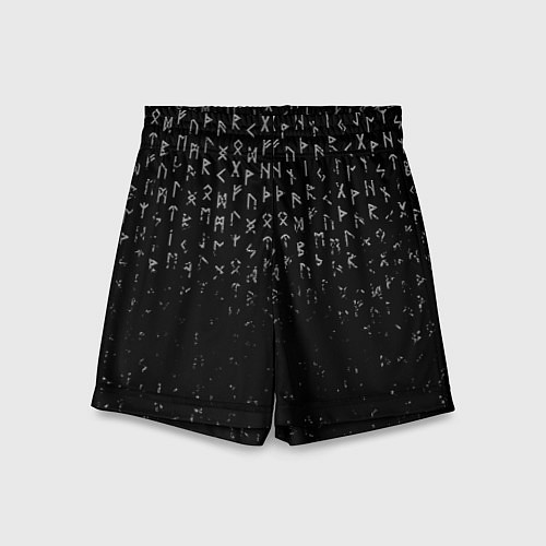 Детские шорты МЕТАЛЛИЧЕСКИЕ РУНЫ, БРЫЗГИ КРАСОК / 3D-принт – фото 1