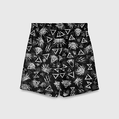 Детские шорты ВЕДЬМАЧЬИ ЗНАКИ И ШКОЛЫ / 3D-принт – фото 1