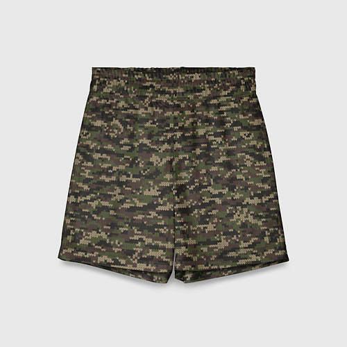 Детские шорты Камуфляж Вязаный лесной / 3D-принт – фото 1