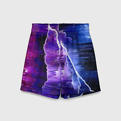 Шорты детские Космическая молния, глитч, цвет: 3D-принт