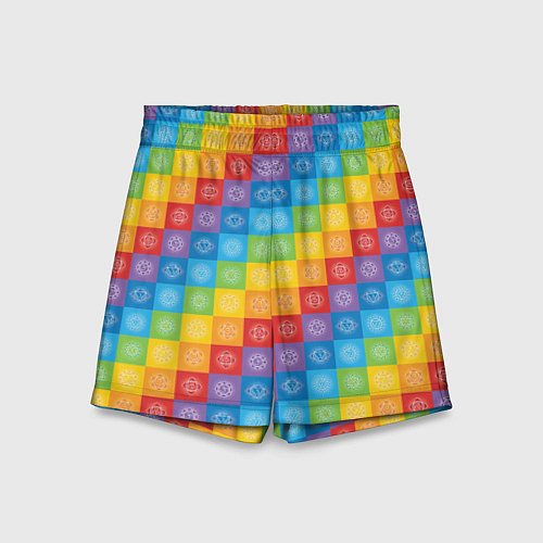 Детские шорты Разноцветные Чакры / 3D-принт – фото 1