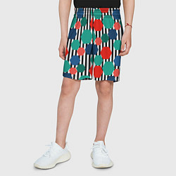 Шорты детские Геометрический разноцветный узор, цвет: 3D-принт — фото 2