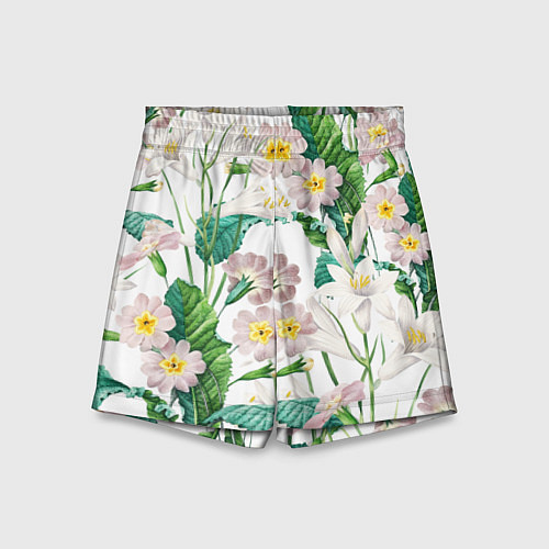 Детские шорты Цветы Лилии На Белом Фоне / 3D-принт – фото 1