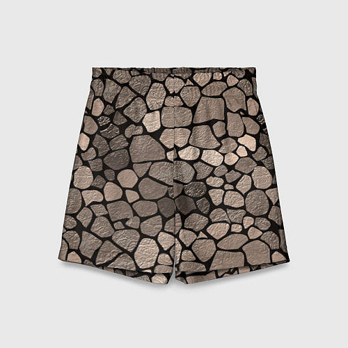 Детские шорты Черно-коричневая текстура камня / 3D-принт – фото 1