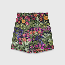 Шорты детские Цветы Фиолетовые Рудбеки, цвет: 3D-принт