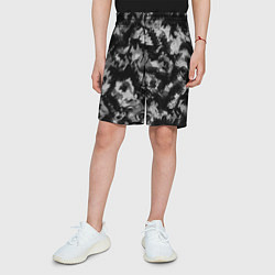 Шорты детские Черно-белый абстрактный камуфляж, цвет: 3D-принт — фото 2