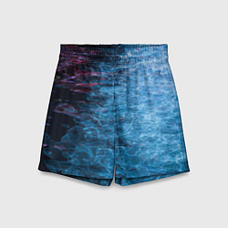 Шорты детские Неоновые волны на воде - Синий, цвет: 3D-принт