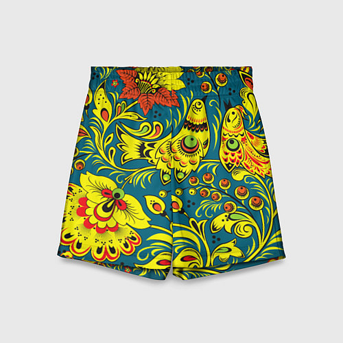 Детские шорты Хохломская Роспись Две Птицы / 3D-принт – фото 1