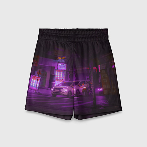 Детские шорты Неоновый ночной переход - Фиолетовый / 3D-принт – фото 1