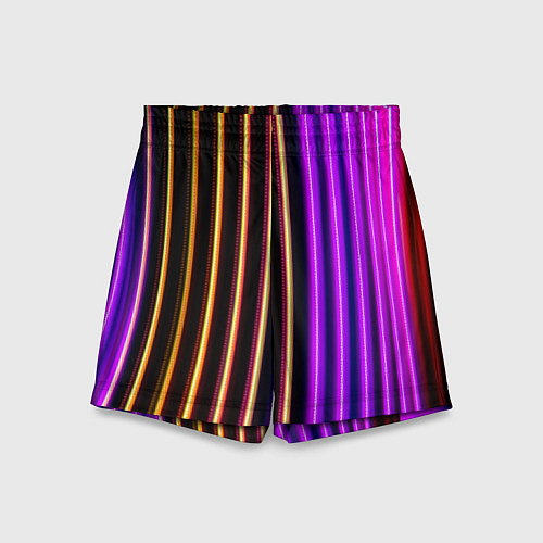 Детские шорты Неоновые линейные фонари - Фиолетовый / 3D-принт – фото 1