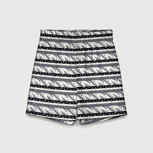 Детские шорты Черные и белые полосы и звезды / 3D-принт – фото 1