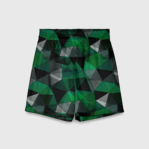 Детские шорты Зеленый, серый и черный геометрический / 3D-принт – фото 1