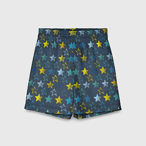 Детские шорты Парад звезд на синем фоне / 3D-принт – фото 1