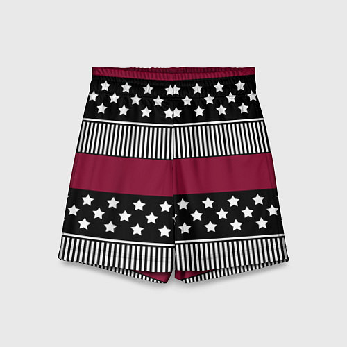 Детские шорты Burgundy black striped pattern / 3D-принт – фото 1