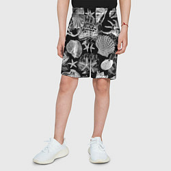 Шорты детские Композиция из ракушек, кораллов и морских звёзд, цвет: 3D-принт — фото 2