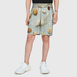 Шорты детские Океанские ракушки и морские звёзды на песке, цвет: 3D-принт — фото 2