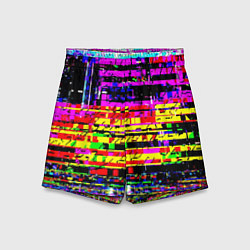 Шорты детские Яркий пиксельный красочный глитч, цвет: 3D-принт