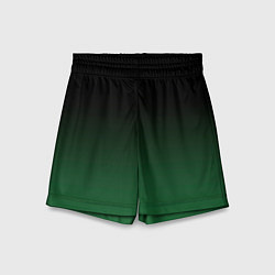 Детские шорты Черный и мшистый зеленый градиент омбре