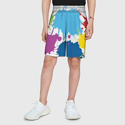 Шорты детские Цветные кляксы на белом фоне, цвет: 3D-принт — фото 2