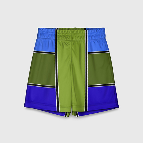Детские шорты Зелено- синий геометрический дизайн / 3D-принт – фото 1