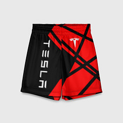 Шорты детские Тесла - Красная абстракция, цвет: 3D-принт