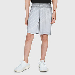 Шорты детские Серый фон и белые линии, цвет: 3D-принт — фото 2