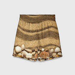 Шорты детские Ракушки на песчаном берегу, цвет: 3D-принт