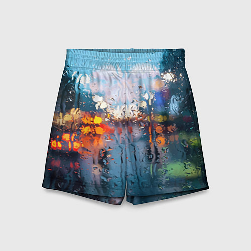 Детские шорты Город через дождевое стекло / 3D-принт – фото 1