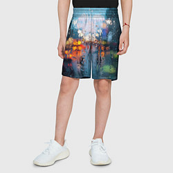 Шорты детские Город через дождевое стекло, цвет: 3D-принт — фото 2