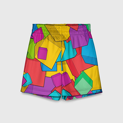Детские шорты Фон из разноцветных кубиков / 3D-принт – фото 1