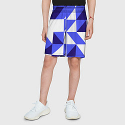 Шорты детские Абстрактный сине-белый паттерн, цвет: 3D-принт — фото 2