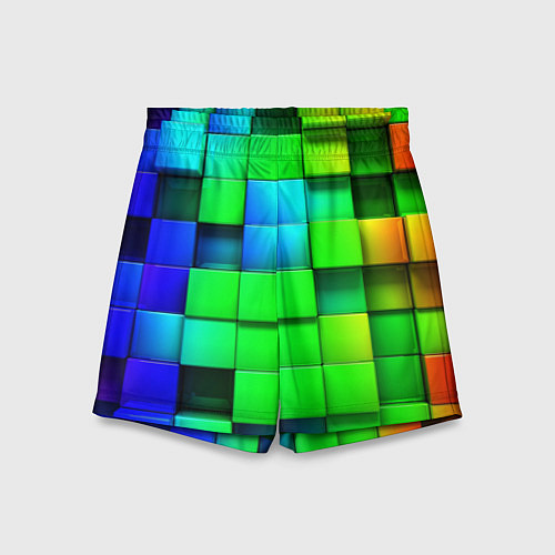 Детские шорты Цветные неоновые кубы / 3D-принт – фото 1