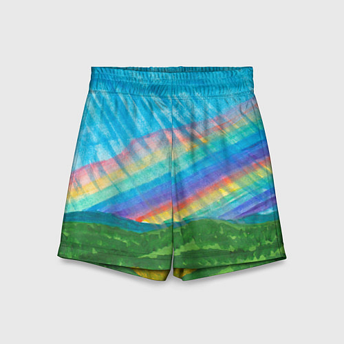 Детские шорты Летний дождь радуга / 3D-принт – фото 1