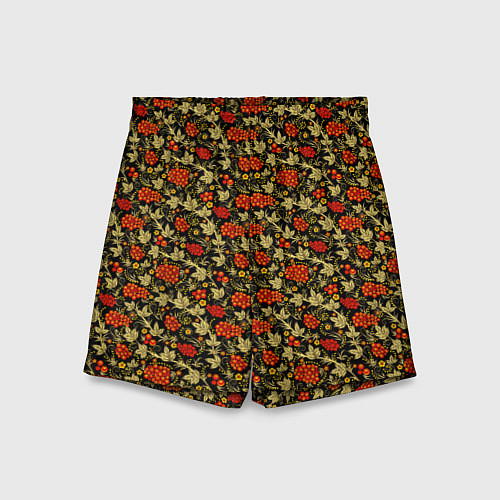 Детские шорты Хохлома - красные ягоды / 3D-принт – фото 1