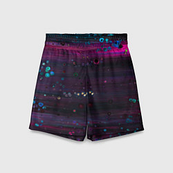 Шорты детские Фиолетовые абстрактные волны и камни, цвет: 3D-принт