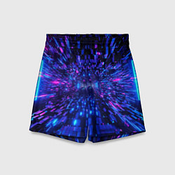 Шорты детские Киберпанк синий неоновый тоннель, цвет: 3D-принт