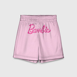 Детские шорты Барби - логотип на клетчатом фоне