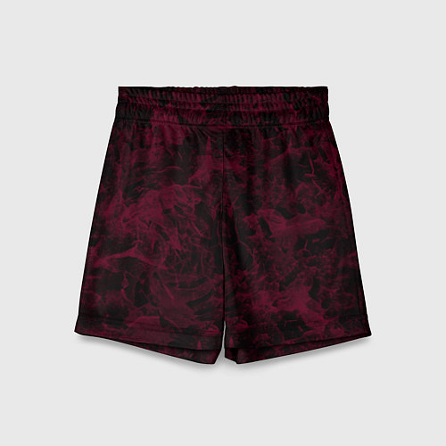 Детские шорты Черный и бордовый мраморный узор / 3D-принт – фото 1
