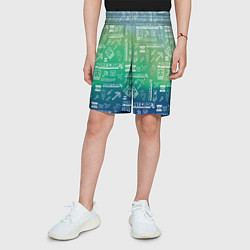 Шорты детские Майнкрафт символы на потертом фоне, цвет: 3D-принт — фото 2