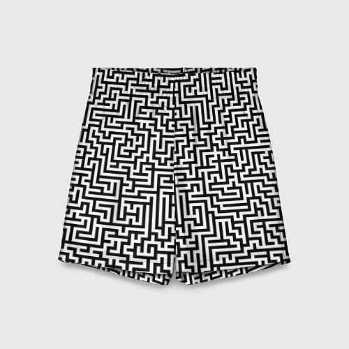 Детские шорты Черно-белый лабиринт / 3D-принт – фото 1