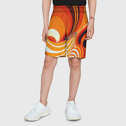 Шорты детские Текучая краская в ярких оранжевых цветах, цвет: 3D-принт — фото 2