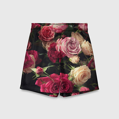 Детские шорты Нежные кустовые розы / 3D-принт – фото 1
