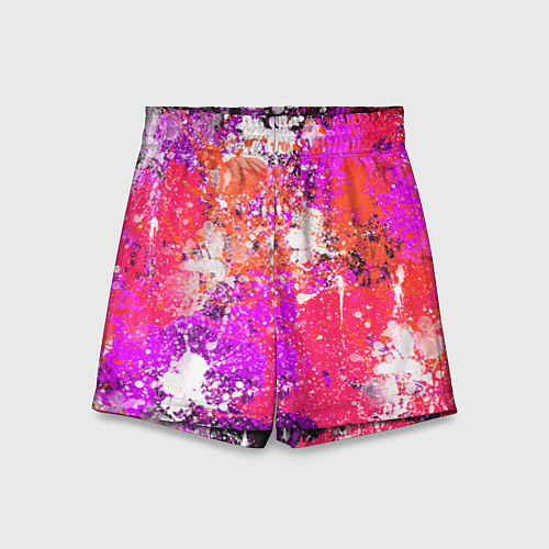 Детские шорты Разбрызганная красная краска - темный фон / 3D-принт – фото 1