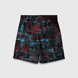 Шорты детские Абстракт красного, голубого и чёного, цвет: 3D-принт