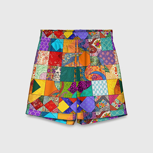 Детские шорты Разноцветные лоскуты / 3D-принт – фото 1