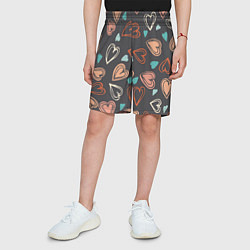 Шорты детские Много сердец, цвет: 3D-принт — фото 2