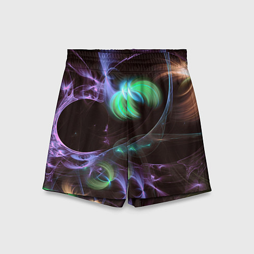 Детские шорты Магические фиолетовые волны и цветные космические / 3D-принт – фото 1
